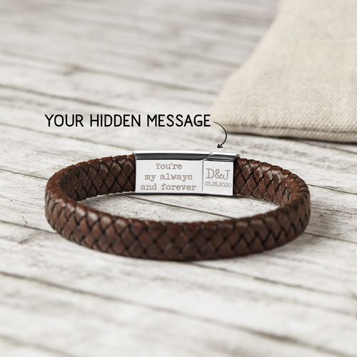 Personalized Leather Bracelet With Hidden Message, Boyfriend Gifts - Image 6