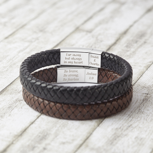 Personalized Leather Bracelet With Hidden Message, Boyfriend Gifts - Image 3